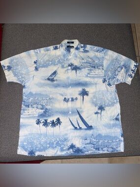 90s Nautica Hawaiian Sailboat AOP Button Shirt